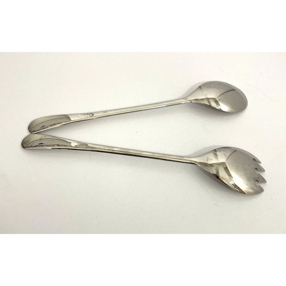 W.A. ITALY Silverplated Salad Serving Set Fork Spoon 9.25 Inch Vintage